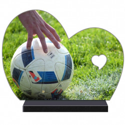 PLAQUE FUNÉRAIRE DEMI COEUR FOOTBALL FOOTBALLEUR FPF10175