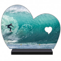 PLAQUE FUNÉRAIRE DEMI COEUR SURF SURFEURS FPF10970