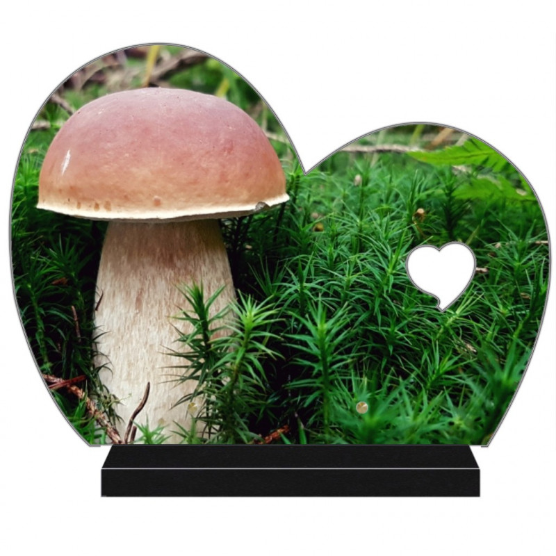 PLAQUE FUNÉRAIRE DEMI COEUR CHAMPIGNONS FPFNX309