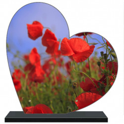 PLAQUE FUNÉRAIRE COQUELICOTS COEUR 30 cm X 30 cm FPF2092