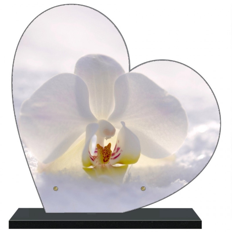 PLAQUE FUNÉRAIRE ORCHIDÉES COEUR 30 cm X 30 cm FPF2096