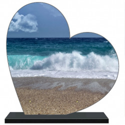 PLAQUE FUNÉRAIRE MER PLAGE COEUR 30 cm X 30 cm FPF2120