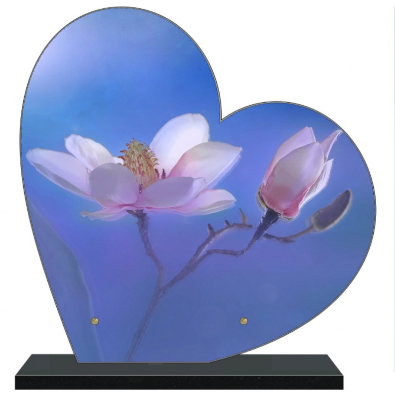 PLAQUE FUNÉRAIRE FLEURS COEUR 30 cm X 30 cm FPF2131