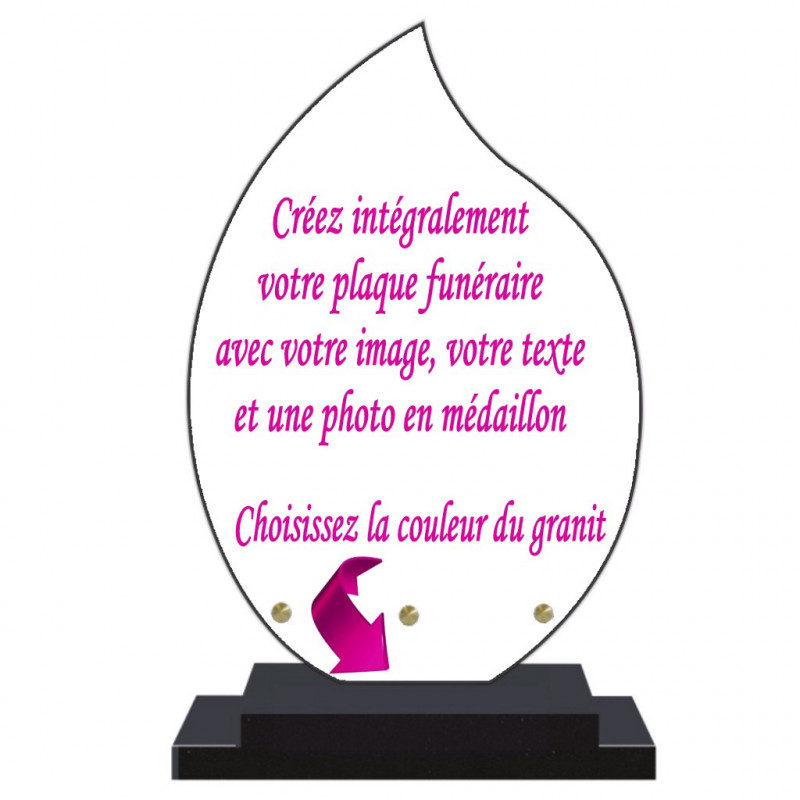 PLAQUE FUNÉRAIRE PLEXI FLAMME A PERSONNALISER