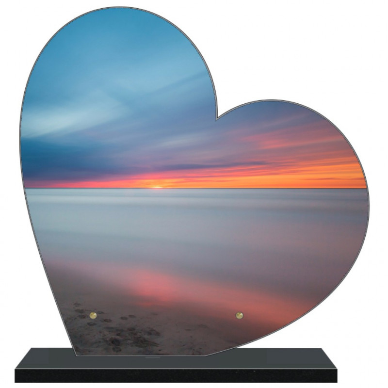 PLAQUE FUNÉRAIRE MER PLAGE COEUR 30 cm X 30 cm FPF2181