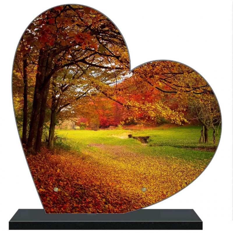 PLAQUE FUNÉRAIRE CAMPAGNE COEUR 30 cm X 30 cm FPF2184