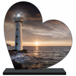 PLAQUE FUNÉRAIRE MER PHARE COEUR 30 cm X 30 cm FPF2196