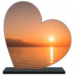 PLAQUE FUNÉRAIRE COUCHER DE SOLEIL COEUR 30 cm X 30 cm FPF2216