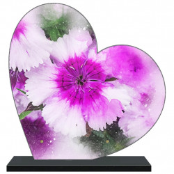 PLAQUE FUNÉRAIRE FLEURS COEUR 30 cm X 30 cm FPF2249