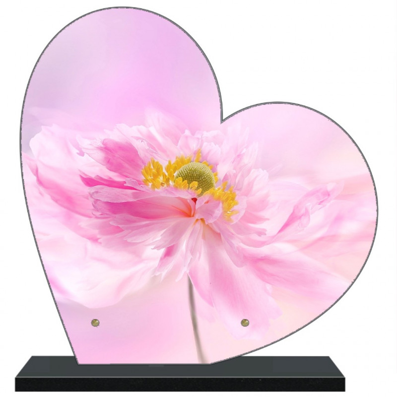 PLAQUE FUNÉRAIRE FLEURS COEUR 30 cm X 30 cm FPF2258