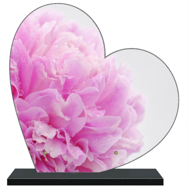 PLAQUE FUNÉRAIRE PIVOINE COEUR 30 cm X 30 cm FPF2267