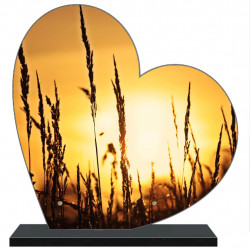 PLAQUE FUNÉRAIRE COUCHER DE SOLEIL COEUR 30 cm X 30 cm FPF2277