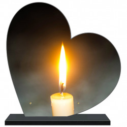 PLAQUE FUNÉRAIRE BOUGIES COEUR 30 cm X 30 cm FPF5022