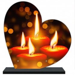 PLAQUE FUNÉRAIRE BOUGIES COEUR 30 cm X 30 cm FPF5051