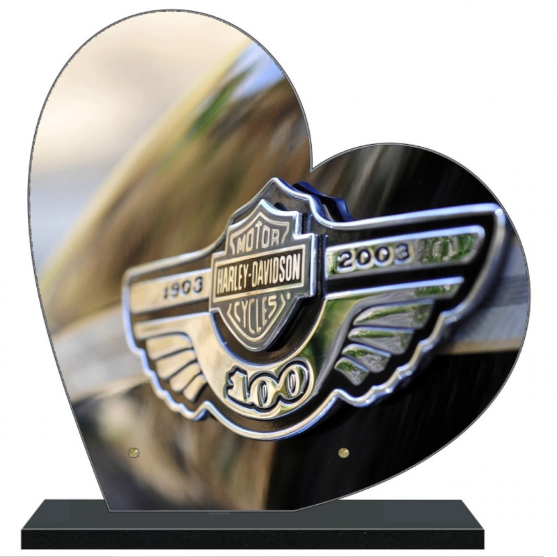 PLAQUE FUNÉRAIRE MOTOS MOTARDS COEUR 30 cm X 30 cm FPF6527