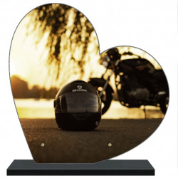 PLAQUE FUNÉRAIRE MOTOS MOTARDS COEUR 30 cm X 30 cm FPF6531