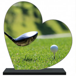 PLAQUE FUNÉRAIRE GOLFEUR COEUR 30 cm X 30 cm FPF10112