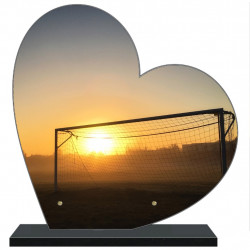 PLAQUE FUNÉRAIRE FOOTBALL COEUR 30 cm X 30 cm FPF10164