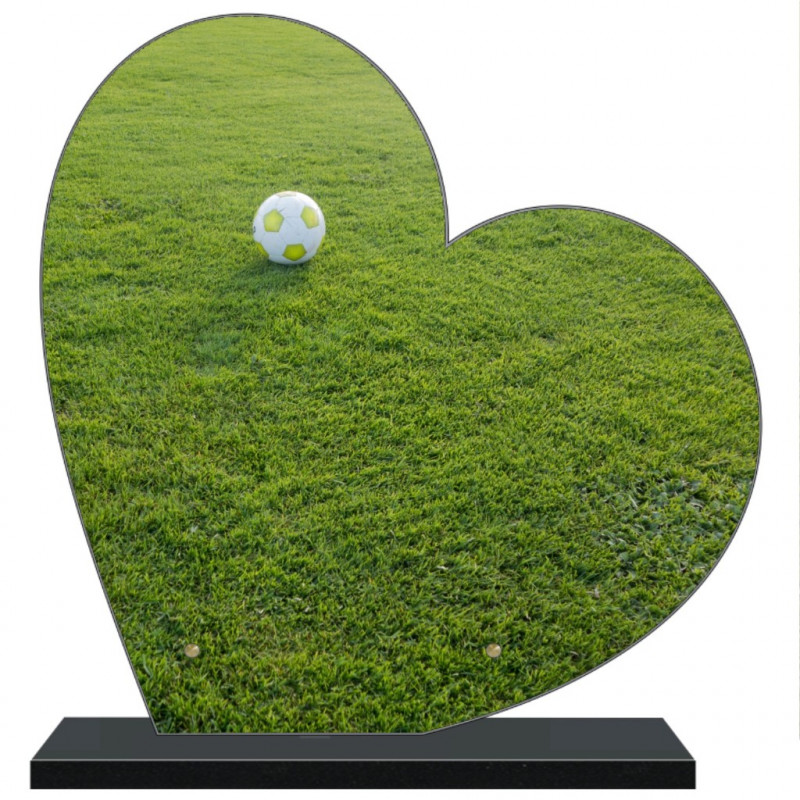 PLAQUE FUNÉRAIRE FOOTBALLEUR COEUR 30 cm X 30 cm FPF10172