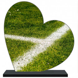 PLAQUE FUNÉRAIRE FOOTBALL COEUR 30 cm X 30 cm FPF10174