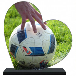 PLAQUE FUNÉRAIRE FOOTBALL COEUR 30 cm X 30 cm FPF10175