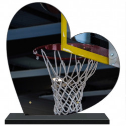 PLAQUE FUNÉRAIRE BASKETBALL COEUR 30 cm X 30 cm FPF10714