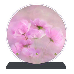 PLAQUE FUNÉRAIRE THÈME FLEURS RONDE 20 cm X 20 cm FPF2026