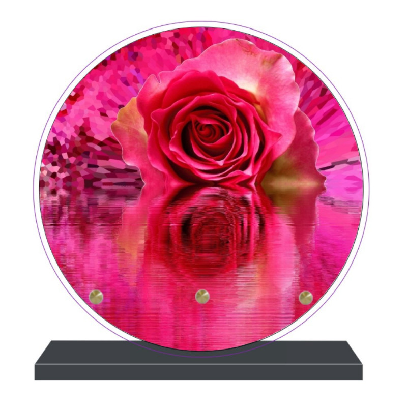 PLAQUE FUNÉRAIRE RONDE THÈME FLEURS 20 cm X 20 cm FPF2050