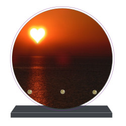 PLAQUE FUNÉRAIRE RONDE MER SOLEIL 20 cm X 20 cm FPF2054