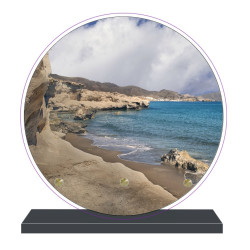 PLAQUE FUNÉRAIRE MER PLAGE RONDE 20 cm X 20 cm FPF2119