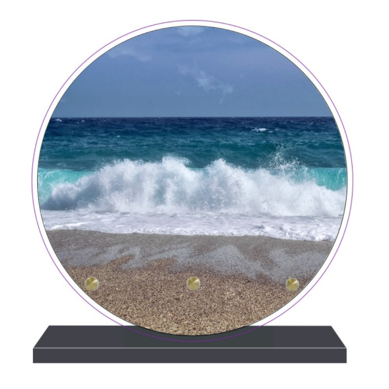 PLAQUE FUNÉRAIRE MER PLAGE RONDE 20 cm X 20 cm FPF2120