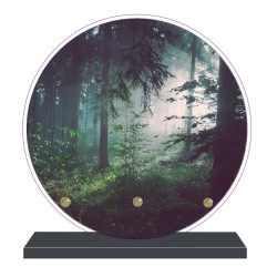 PLAQUE FUNÉRAIRE FORÊT NATURE RONDE 20 cm X 20 cm FPF2172