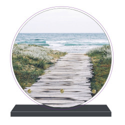 PLAQUE FUNÉRAIRE MER PLAGE RONDE 20 cm X 20 cm FPF2174