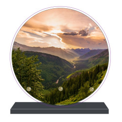 PLAQUE FUNÉRAIRE MONTAGNE RONDE 20 cm X 20 cm FPF2176