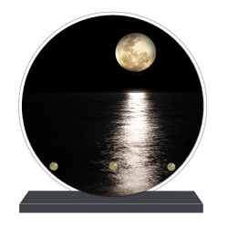 PLAQUE FUNÉRAIRE MER PLEINE LUNE RONDE 20 cm X 20 cm FPF2193