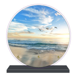 PLAQUE FUNÉRAIRE MER PLAGE RONDE 20 cm X 20 cm FPF2194