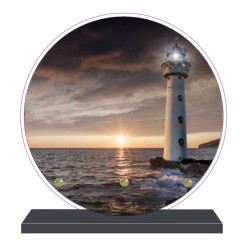 PLAQUE FUNÉRAIRE MER PHARE RONDE 20 cm X 20 cm FPF2196