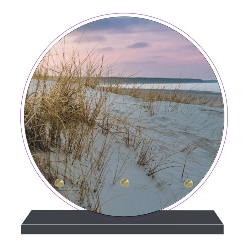 PLAQUE FUNÉRAIRE MER PLAGE RONDE 20 cm X 20 cm FPF2200