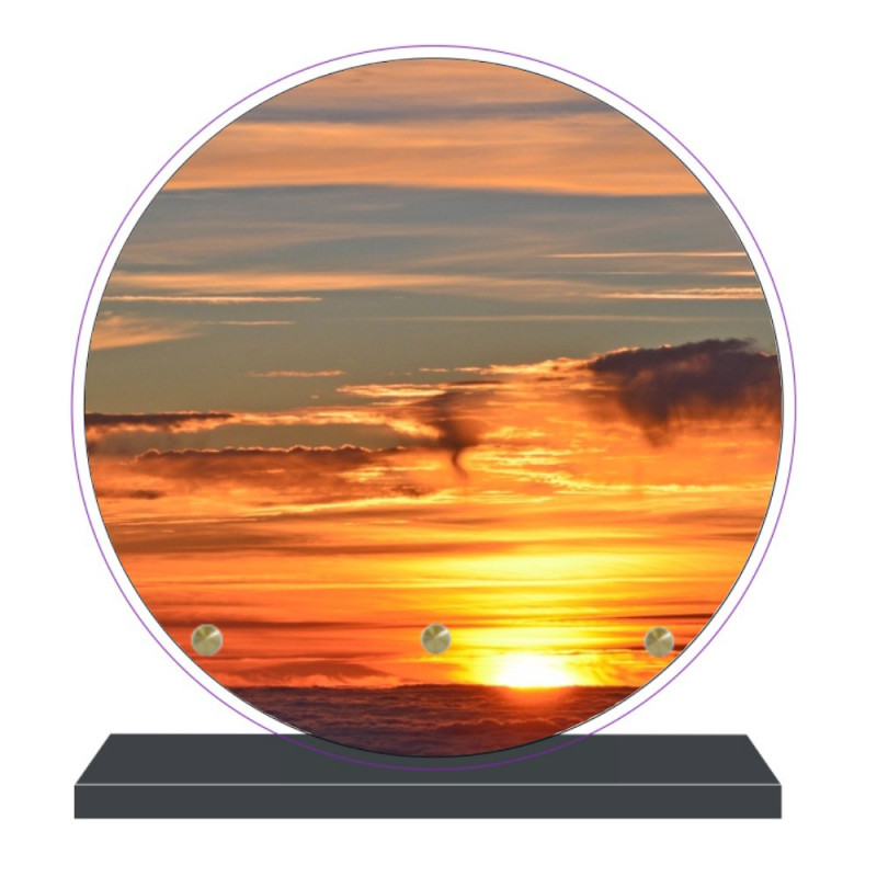 PLAQUE FUNÉRAIRE MER COUCHER DE SOLEIL RONDE 20 cm X 20 cm FPF2202