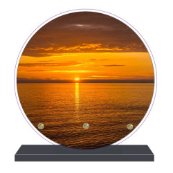 PLAQUE FUNÉRAIRE MER COUCHER DE SOLEIL RONDE 20 cm X 20 cm FPF2212