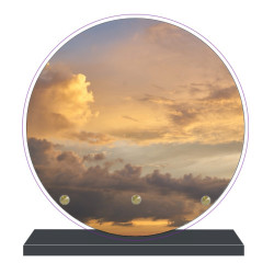 PLAQUE FUNÉRAIRE CIEL NUAGES RONDE 20 cm X 20 cm FPF2221