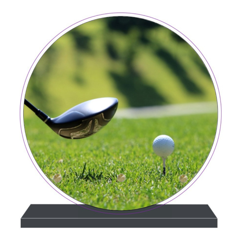 PLAQUE FUNÉRAIRE GOLF GOLFEURS RONDE 20 cm X 20 cm FPF10112