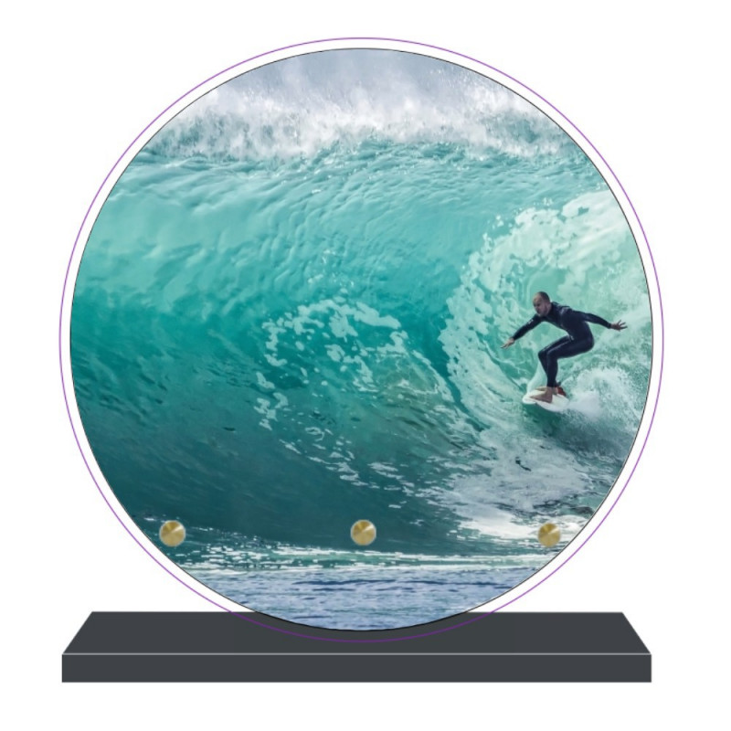 PLAQUE FUNÉRAIRE SURF SURFEUR RONDE 20 cm X 20 cm FPF10970