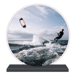 PLAQUE FUNÉRAIRE WINDSURF RONDE 20 cm X 20 cm FPF10974