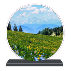 PLAQUE FUNÉRAIRE MONTAGNE RONDE 20 cm X 20 cm FPFNX092