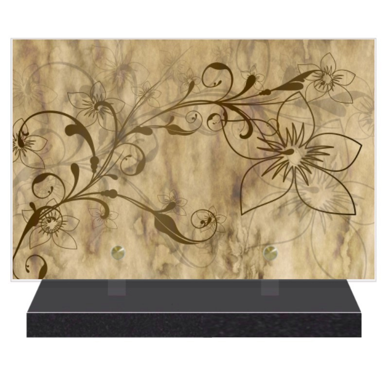 PLAQUE FUNÉRAIRE PARCHEMIN FLEURS 20 cm X 30 cm FPFNX083