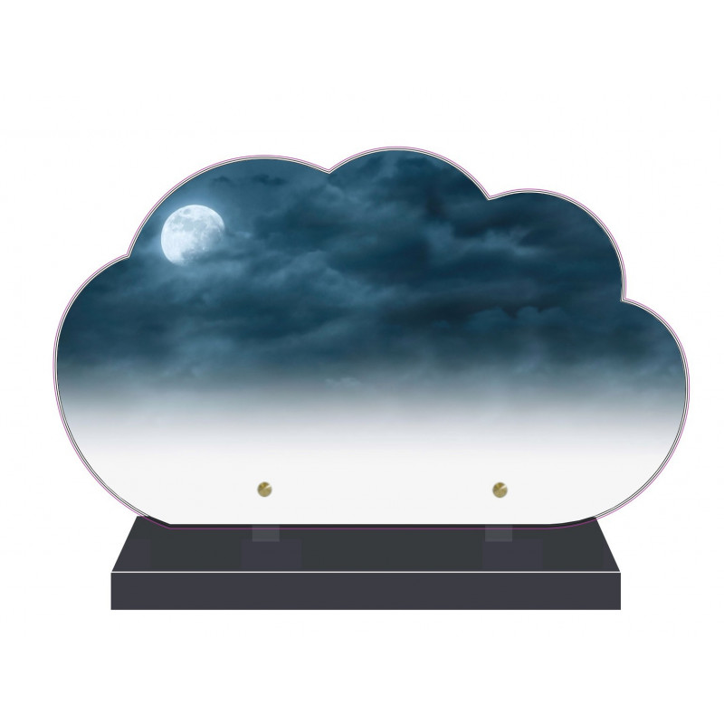 PLAQUE FUNÉRAIRE NUAGE 35 cm X 21 cm CIEL LUNE FPFNX048