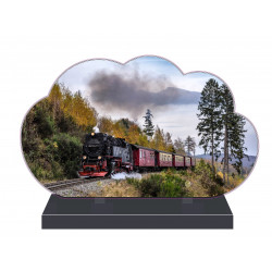 PLAQUE FUNÉRAIRE NUAGE 35 cm X 21 cm TRAINS FPFNX071