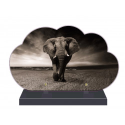 PLAQUE FUNÉRAIRE NUAGE 35 cm X 21 cm ANIMAUX ÉLÉPHANT FPFNX103