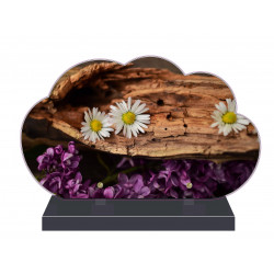 PLAQUE FUNÉRAIRE NUAGE 35 cm X 21 cm FLEURS FPF2169